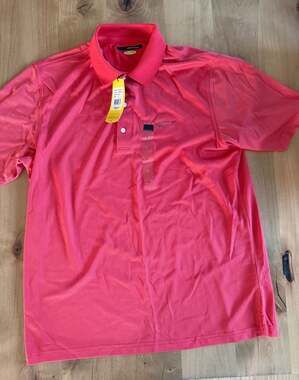 Greg Norman Men's Play Dry Performance Golf Polo Shirt - Red/Coral Size L